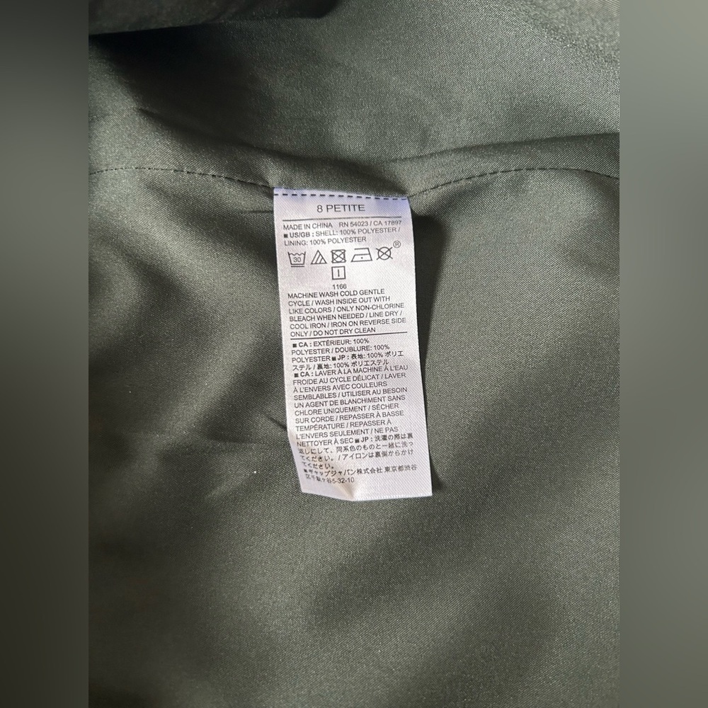 NWT BANANA REPUBLIC ARMY GREEN VEGAN LEATHER DRESS. 8p. QUIET LUXURY, SEXY - Picture 6 of 8